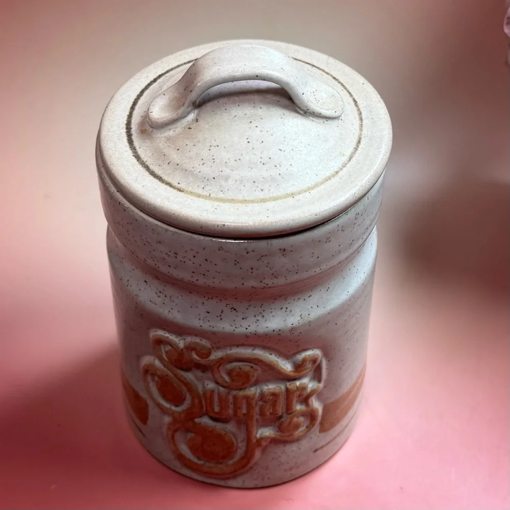 Vintage 1970’s earthware pottery sugar canister